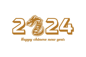 Golden 2024 dragon happy new year concept art