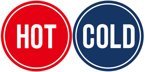 Two label sign that indicates cold and hot