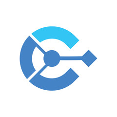 This logo is letter C, negative space and letter D, digital technology in blue color. Technology Logo, Digital Logo