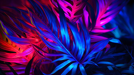 tropical leaf neon light for nature background