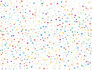 Triangular Rainbow  Confetti. Rainbow glitter confetti background. Vector illustration.