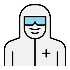 Medical protective suit icon