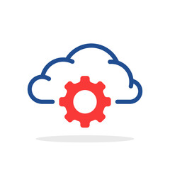 cloud technology service icon with red gear