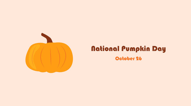 National Pumpkin Day in North America. Festive banner background for pumpkin day. Orange pumpkin on a dusty pink background.
Vector eps 10.