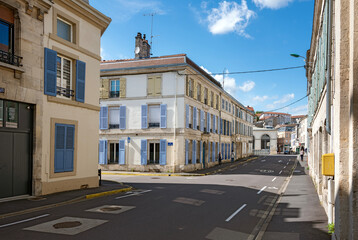 houses with typical french shutters in town of verdun - 637273128