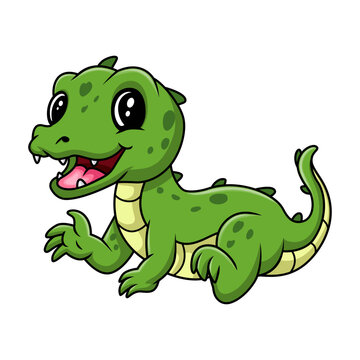 Happy Cartoon crocodile are creeping
