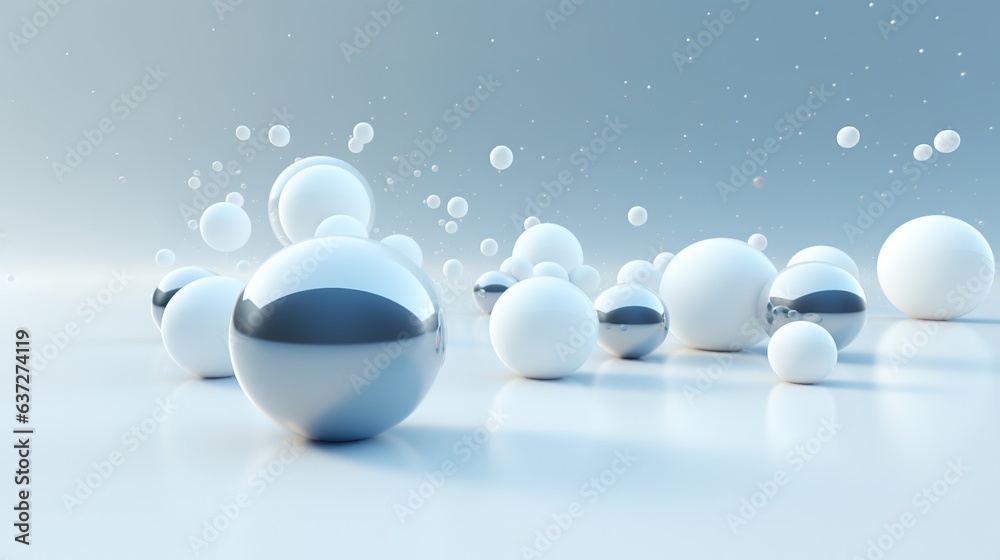 Poster floating spheres 3d rendering empty space for product show. generative ai