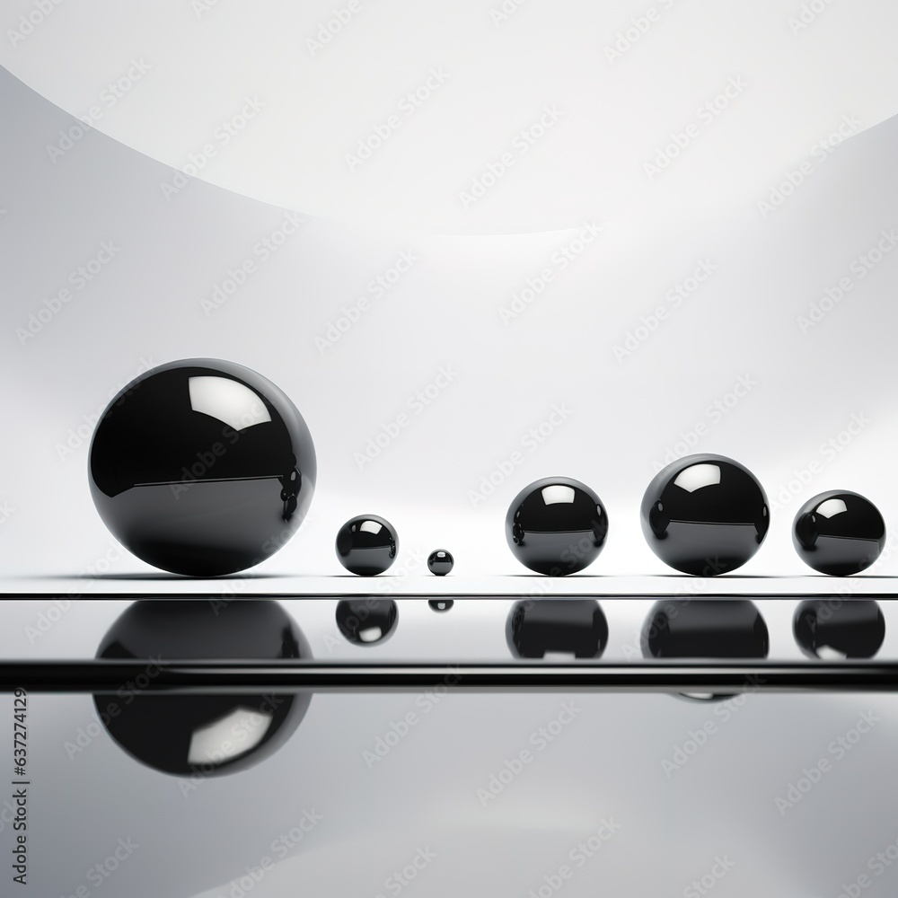 Poster floating spheres 3d rendering empty space for product show. generative ai