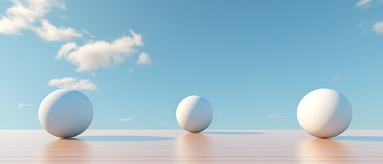 Floating spheres 3d rendering empty space for product show. Generative AI