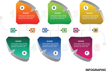 Infographic elements design. Business infographic, modern infographic design template. Presentation business infographic template with 6 options or six steps.