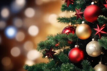 Obraz na płótnie Canvas christmas tree decorations with bokeh background