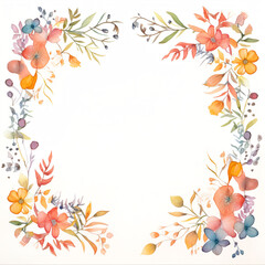 Fototapeta na wymiar frame of flowers and patterns Abstract floral background with watercolor stains. For postcards, posters and invitations.