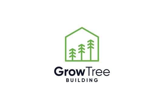 Home tree garden farm green logo design