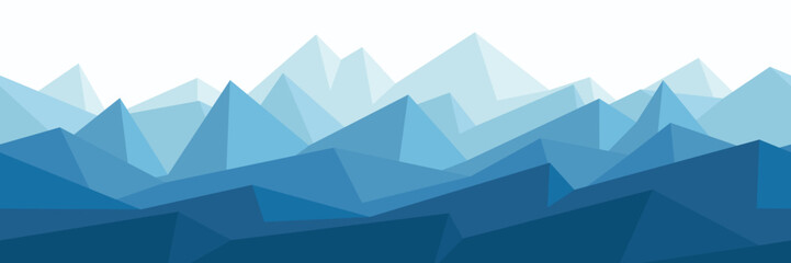 Stylization of a mountain landscape, seamless border, 3D imitation, banner