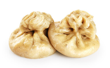 Georgian dumplings khinkali isolated on white background. With clipping path.