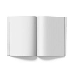 Isolated white open magazine mockup on white