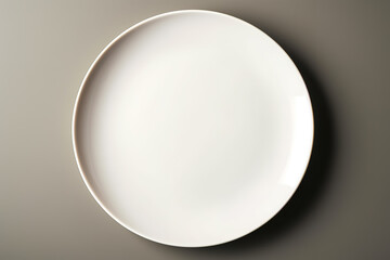 Empty white plate. Top view.
