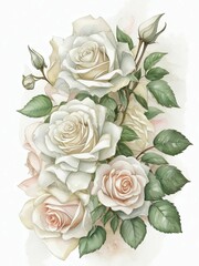 white rose watercolor sweet shabby chic roman style 