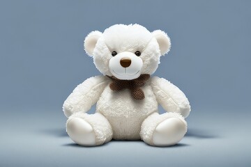 Obraz premium white teddy bear sitting up against a plain background