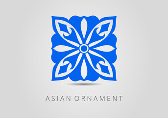 Vintage ornate linear ornament in Kazakh traditional style. Asian floral designs. Abstract Asian elements of the national pattern of the ancient nomads of the Kyrgyz, Mongols, Kazakhs, Tatars.