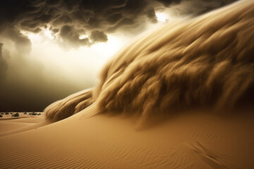 picturesque Sand storm approaching from the hill