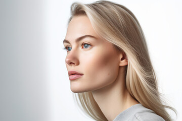 Naklejka premium a woman with long blonde hair and blue eyes