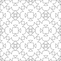 Vector pattern with symmetrical elements . Modern stylish abstract texture. Repeating geometric tiles from striped elements.Black and white pattern.