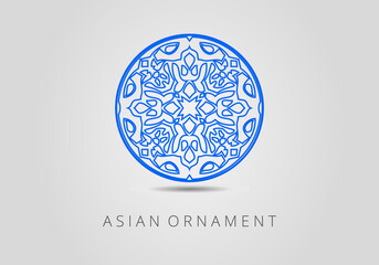 Vintage ornate linear ornament in Kazakh traditional style. Asian floral designs. Abstract Asian elements of the national pattern of the ancient nomads of the Kyrgyz, Mongols, Kazakhs, Tatars.