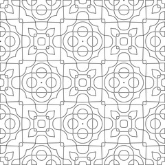Vector pattern with symmetrical elements . Modern stylish abstract texture. Repeating geometric tiles from striped elements.Black and white pattern.
