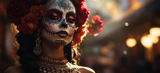 Young woman with day of dead make up