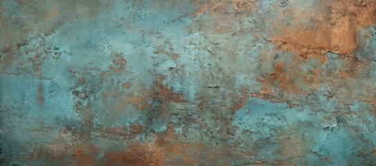 Oxidized copper texture for a unique, greenish-blue patina - obrazy, fototapety, plakaty