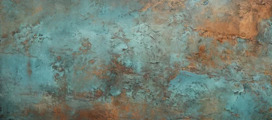 Foto op Plexiglas Oxidized copper texture for a unique, greenish-blue patina © Mahenz