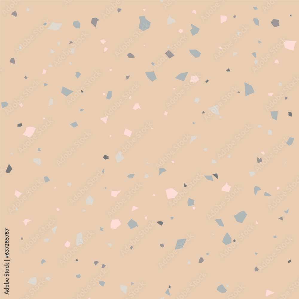 Poster Terrazzo flooring textured surface modern abstract pattern. Vector seamless abstract repeat with chips of marble or granite in soft pastel colors.