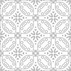 Vector pattern with symmetrical elements . Modern stylish abstract texture. Repeating geometric tiles from striped elements.Black and white pattern.