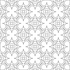 Vector pattern with symmetrical elements . Modern stylish abstract texture. Repeating geometric tiles from striped elements.Black and white pattern.