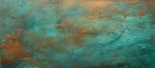 Foto op Plexiglas Oxidized copper texture for a unique, greenish-blue patina © Mahenz