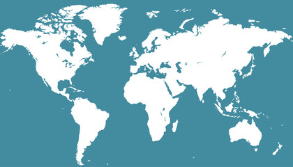 Fototapeta na wymiar World map. Silhouette map. Color modern vector map 