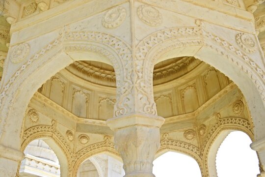 inside a dome at Gaitor Ki Chhatriyan, Jaipur, Rajasthan, India 