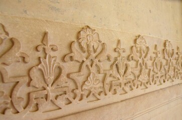 Intricate carving at Gatore Ki Chhatriyan ( royal crematorium grounds ) , Jaipur, Rajasthan, India