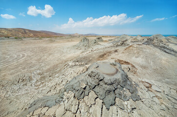 Mud volcanoes in Gobustan. Azerbaijan