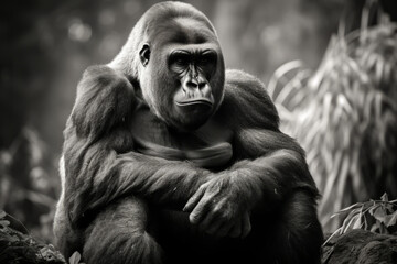 sitting gorilla male