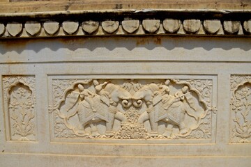 carving at gatore ki chhatriyan JAIPUR , RAJASTHAN , INDIA