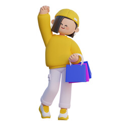 girl Shopping 3D character