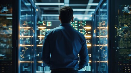 An IT specialist in a data center. Generative Ai