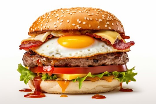 Burger egg bun food. Generate Ai