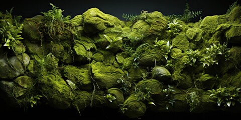 Obraz na płótnie Canvas AI Generated. AI Generative. Mossy moss wet texture surface background decoration nature outdoor. Can be used for adventure travel promotion