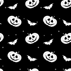 Halloween Seamless Pattern design with bat and pumpkin