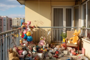 Balcony sunlight children toys. Generate Ai