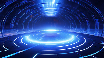 Fototapeta premium abstract blue technology background. Generative Ai
