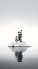 Solitary Polar Bear on Iceberg